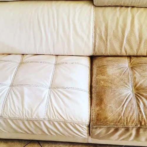 Leather sofa cleaning before and after